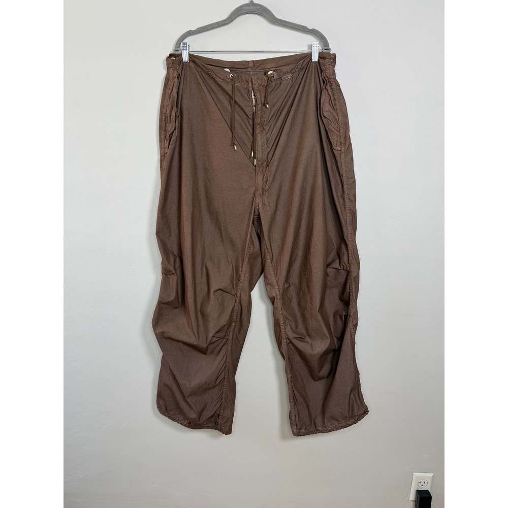 US Military Snow Camo Trousers Men M Brown Drawstring Baggy Overpants Streetwear